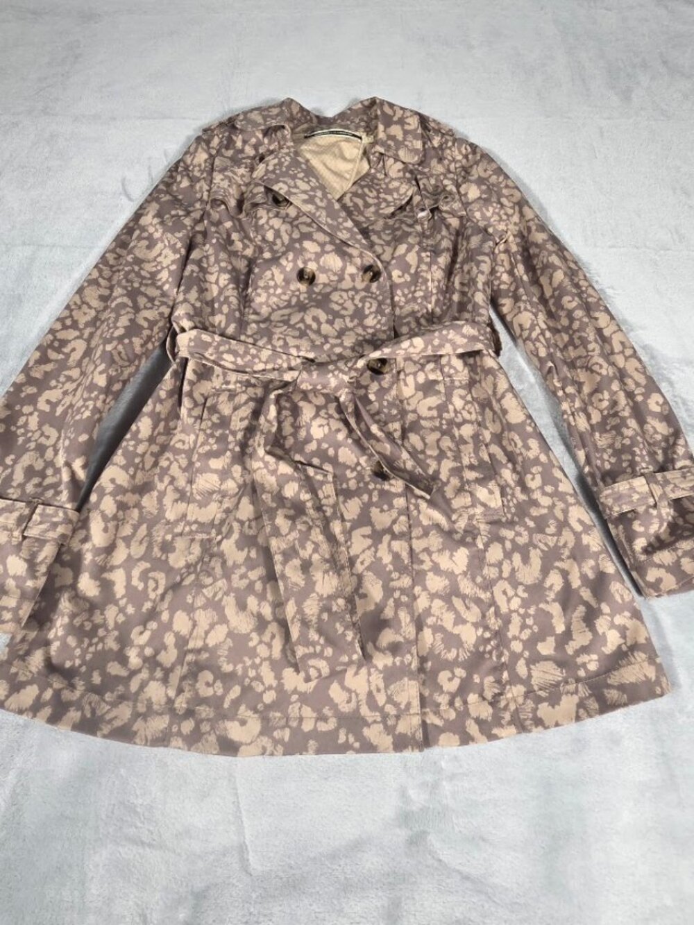 Anthropologie Daughters Of The Liberation Belted Leopard Print Trench Coat